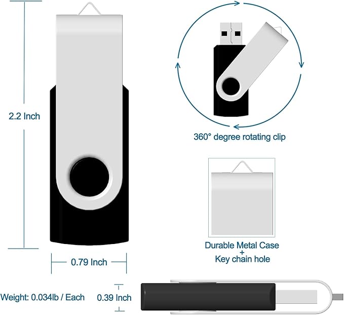 4GB USB Flash Drive 20 Pack JBOS Thumb Drives 4 GB USB Drives Memory Stick Swivel 4G Gig Stick USB2.0 Pen Drive for Date Storage, 4 Gig UBS Flash Drive, Zip Drive, Jump Drive, USB Stick, Mixed Color