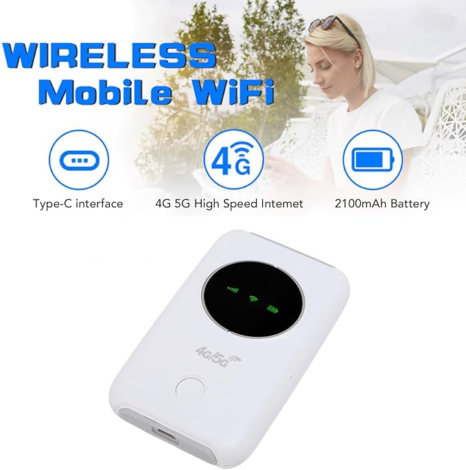 4G 5G LTE WiFi Mobile Hotspot, Portable Travel WiFi Router with SIM Card Slot, Supports 10 Connected Devices, 300Mbps Color LED Screen, Unlocked USB WiFi Modem for Travel,
