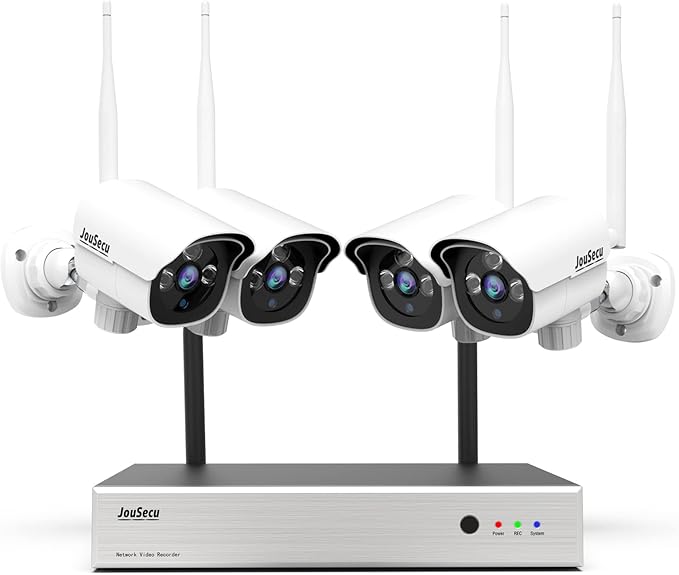 1080P Security Camera System Wireless, Plug and Play 8CH Video Surveillance NVR Kit with 4pcs HD Bullet IP Camera for Home/Store/Office, Night Vision Waterproof, No Hard Drive