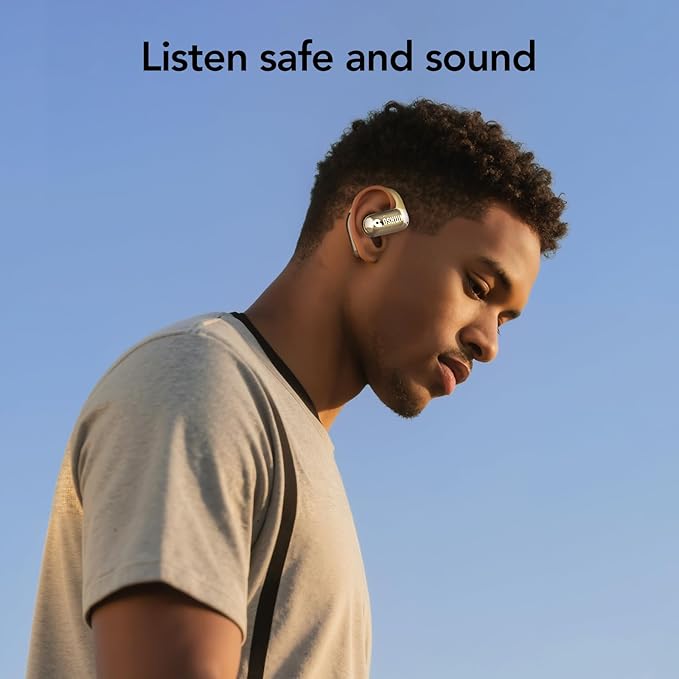 Mfish Open-Ear Headphones, Open-Ear-Earbuds Wireless Bluetooth, Waterproof Bone Conduction Over-The-Ear Headphones, Impactful Sound with Adaptive Bass Boost, Comfortable Fit Running Headphones, Yellow