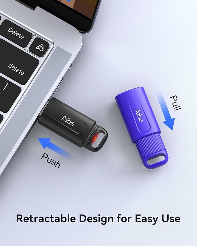 Aiibe 128GB USB Flash Drive 5 Pack - Colorful Keychain Thumb Drives with USB 2.0 Connection