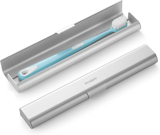 Aluminum Toothbrush Travel Case, Portable Travel Toothbrush Holder, Durable Manual Toothbrush Box Container for Traveling, Bathroom, Camping, Business Trip-1Pack Silver