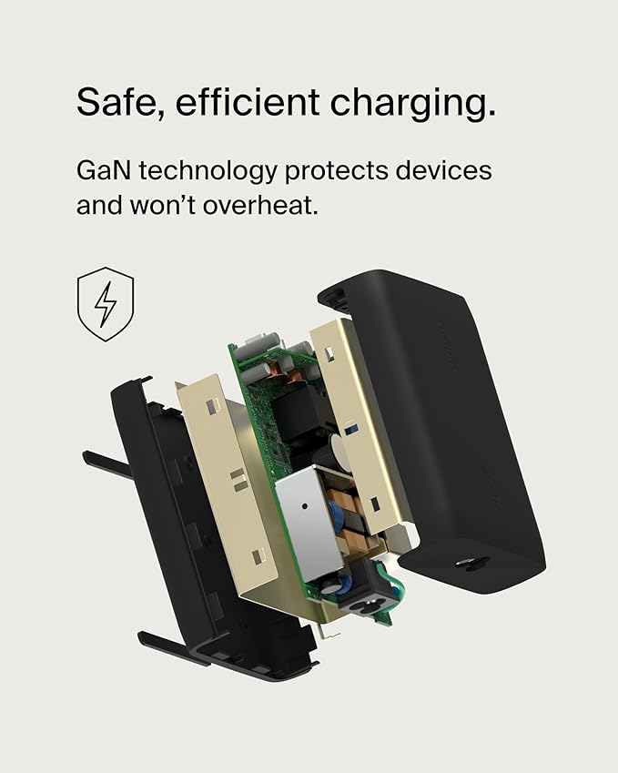 Belkin 4-Port USB C Charger Block, 200W GaN Multi-Port Charger USB-C PD 3.1 Fast Charge + 5ft Power Cord - MacBook, iPhone 17, Air, iPad, Galaxy S25, Google Pixel 10, Nintendo Switch 2 - Black