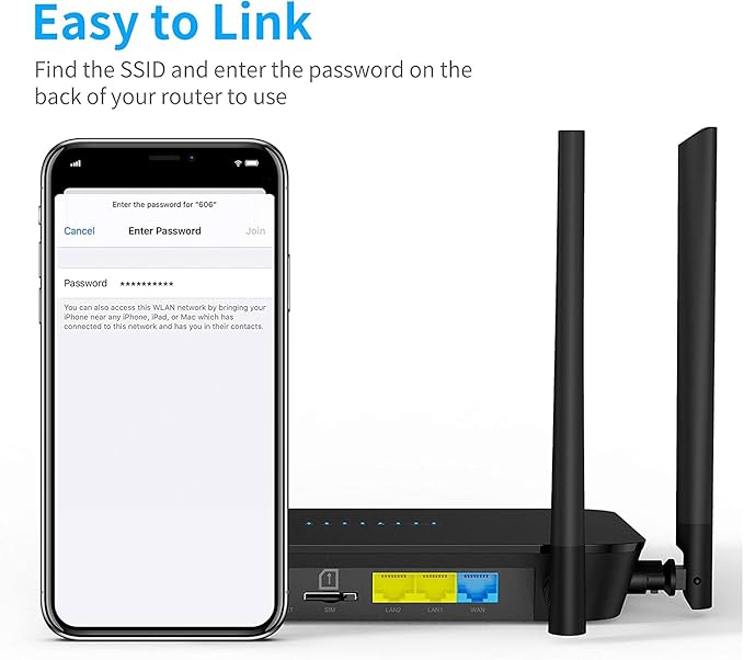 Unlocked 4G LTE Modem Router with SIM Card Slot, 300Mbps Mobile WiFi Hotspot Device Cellular Router Works with AT&T and T-Mobile, EC25-AFX Qualcomm Chipset, 5dBi High Gain Antennas