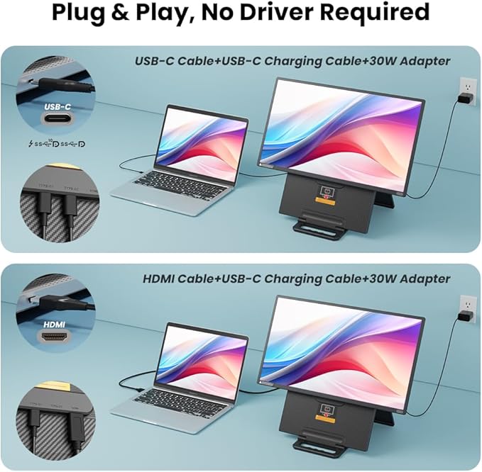 Hyangin 2025 Upgraded 24 Inch Large Portable Monitor for Laptop,1080P FHD 100Hz Portable Screen,120% sRGB IPS Portable Second Monitor with Adjustable Stand for Laptop, MacBook, Phones