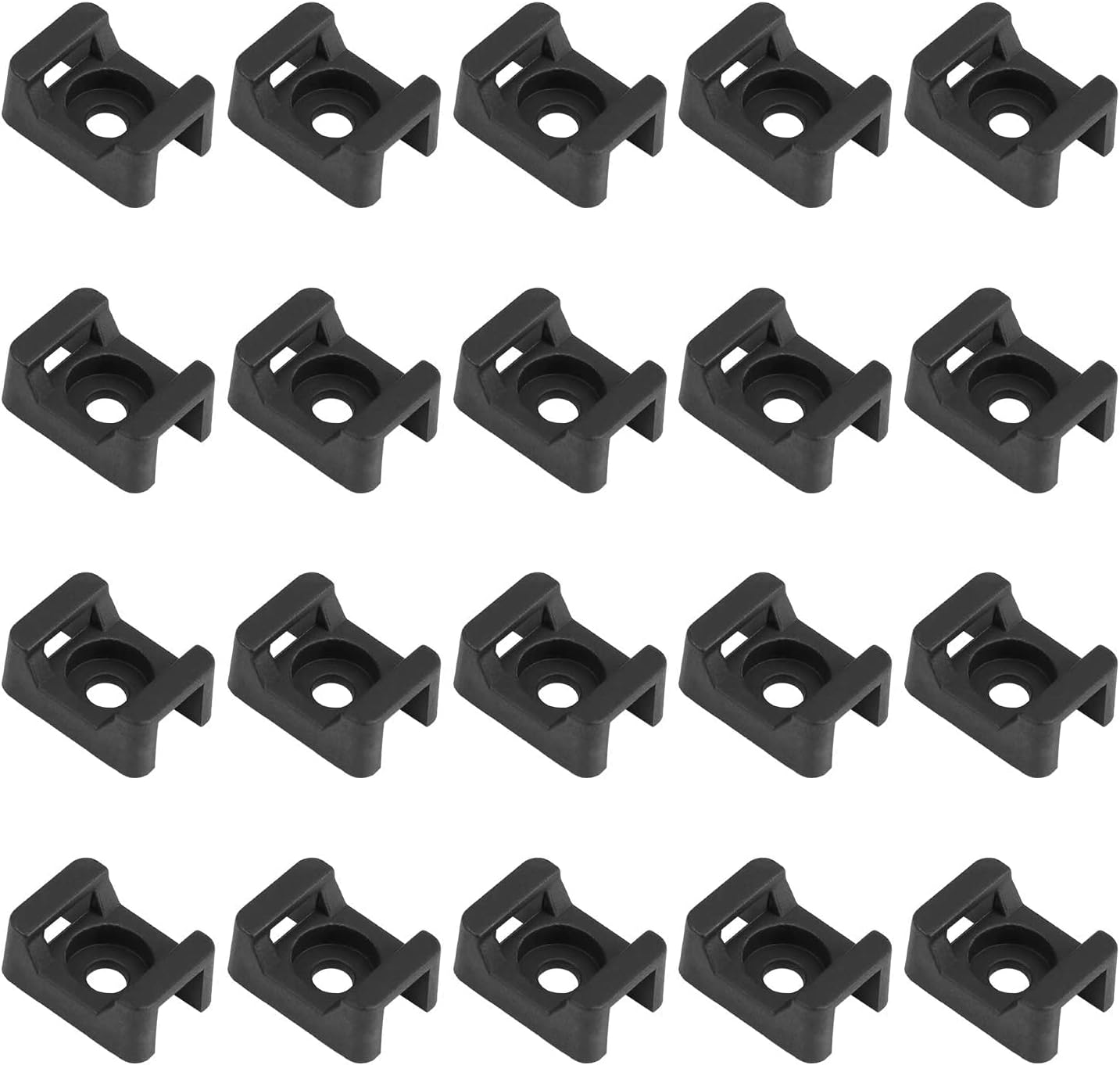 Cable Tie Mounting,100 Pcs Zip Tie Base,5 mm(M5) Screw Hole, 23x16x9(L*W*H) mm Cord Tie Mount Wire Tie Holder Fix Bottom Wire Management for Home/Office/Outdoor/Garden