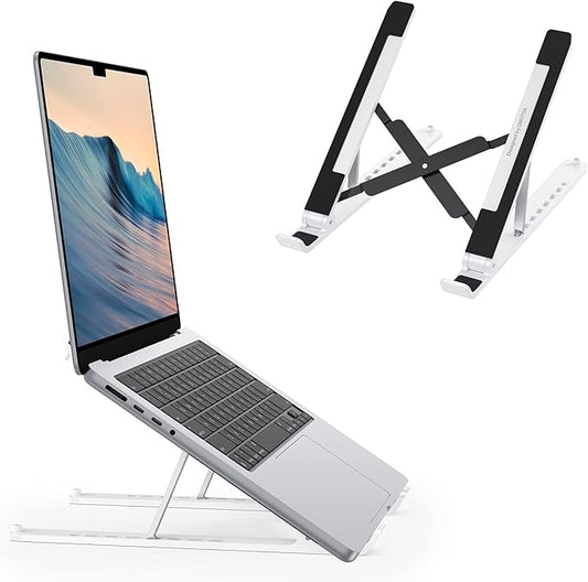 OMOTON Portable Laptop Stand, Laptop Stand for Desk Ergonomic 7-Levels Angles Adjustable Computer Stand, ABS Laptop Riser Holder Compatible with All Laptops and iPad(10-15.6")