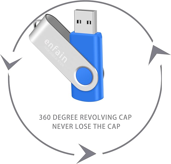 Enfain 10-Pack 2GB USB 2.0 Flash Drives - Colorful Swivel Thumb Drives with Labels for Organization, Perfect for School, Office & Data Storage