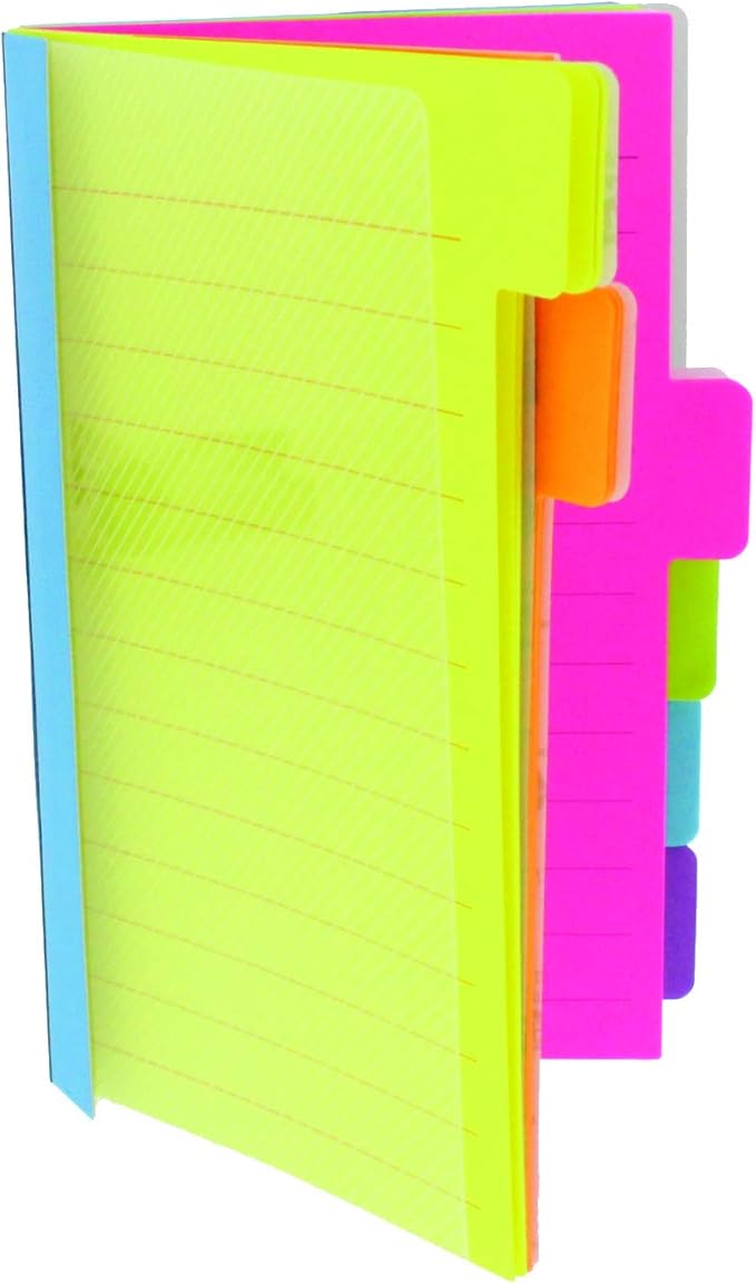Redi-Tag Divider Sticky Notes, Tabbed Self-Stick Lined Notepads, Adhesive Notes for School, Home and Office, 120 Ruled Notes, 4" x 6", 2 Books Per Pack, Assorted Colors (B10290)