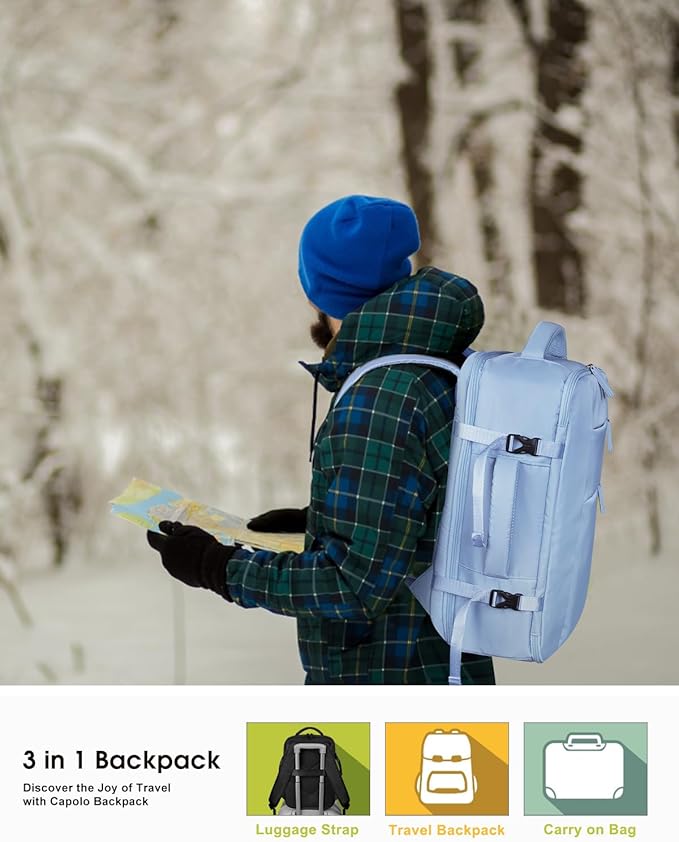 Capolo Travel Backpack for Women Men Waterproof Laptop Backpack Airlines Approved Carry On Backpack Bag Computer Bookbag for Business, Work, Traveling Fits 15.6 Inch Laptop(Blue)