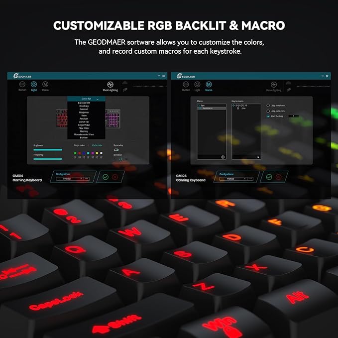RGB Backlit Wired Gaming Keyboard, 104 Keys, 8-Zone RGB Illumination, Metal Top Cover, Programmable Macro Full Size Keyboard for PC Laptop Mac Xbox