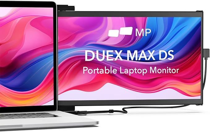 Mobile Pixels Duex Max DS 14.1'' Laptop Monitor Extender, Full HD FHD 1080P Portable Monitors,USB Type-C/HDMI Port for 14-17 '' Laptop, Compatible with Windows/Mac/Android/Switch(Dual Monitor)