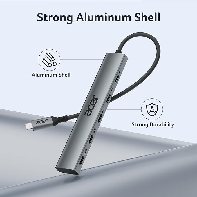 Acer 10 Gbps USB C Hub, USBC Splitter with 4*USB C 3.2 and 100W PD Port, Fast Transfer Type-C Multiport Adapter Compatible with MacBook Pro/Air M2/M1, iPad, Surface Pro, XPS【No Video Output】