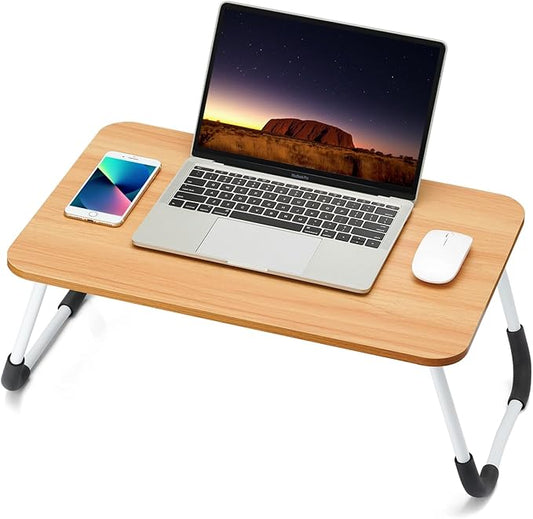 Ruxury Folding Lap Desk Laptop Stand Bed Desk Table Tray, Breakfast Serving Tray, Portable & Lightweight Mini Table for Sofa Couch Floor - - Wood