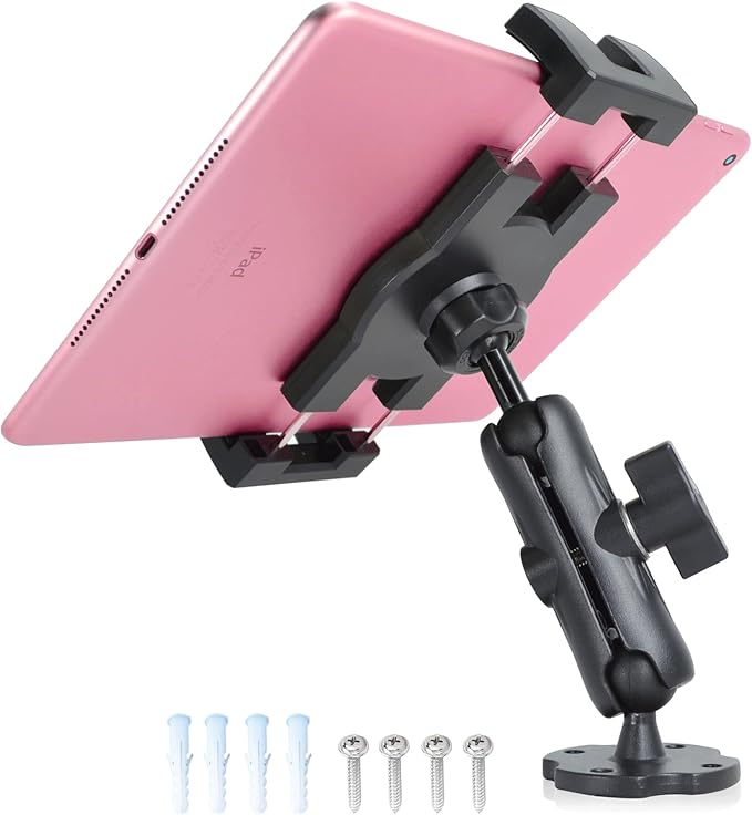 Tablet Mount for Truck Aluminum Arm iPad Mount Car Holder for 6.5"-12.9" iPad mini/Air/Pro,Drill Base Heavy-Duty Fit for 1" B Size System