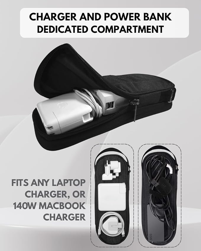 SIDE BY SIDE Electronics Organizer Travel Case for Cables, Charger, Power Bank – Tech Bag for MacBook Accessories, Adapter – Slim Cord Organizer Bag with Gift Box for Travel & Daily Use