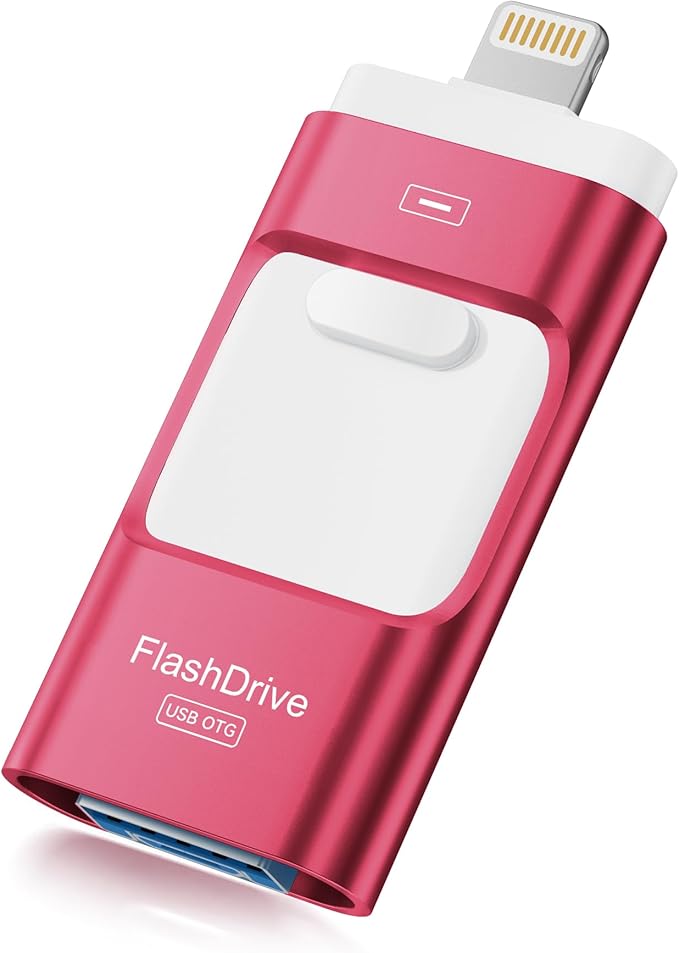 MFi Certified 512GB iPhone Flash Drive, Photo Stick Memory Stick for iPhone iPad, USB Thumb Drive for Photos Videos Transfer & Backup, External Storage Compatible for iPhone/Android/PC/Mac (Red)