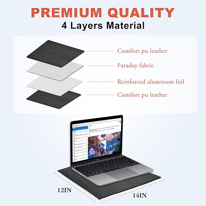 Laptop Pad Protection, Computer Pad Shielding Harmful, Laptop Pad 12”*16”, Heat Block Fits Laptops, Notebooks, Tablets