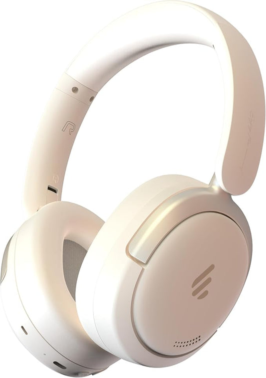 Atom Max - Hybrid Active Noise Cancelling Headphones, Hi-Res Audio, Wireless Over-Ear, Foldable, 45H Playtime, Fast Charging, Customize via an App, Bluetooth v5.4, ANC Headphones, White
