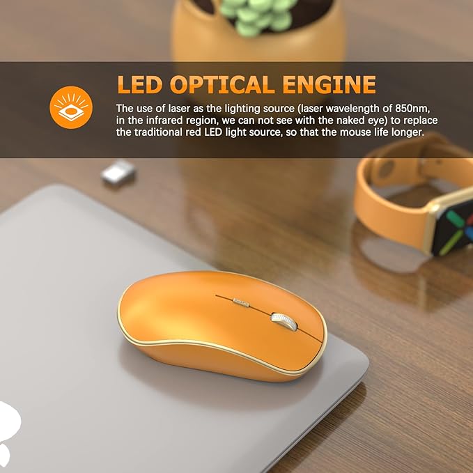 JOYACCESS J 2.4G Wireless Mouse, Soft Click, Silent Travel, 3200 DPI, 5 Adjustment Levels, for Laptop, Mac, PC, Notebook - Orange