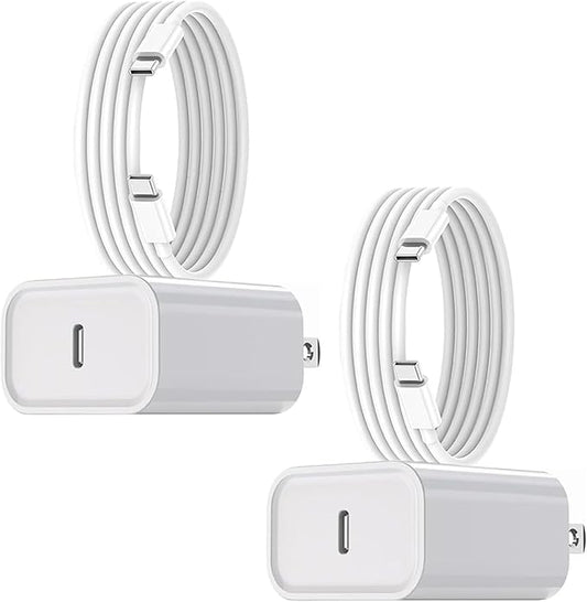 iPhone 16 15 Charger Fast Charging, 2Pack 20W Apple USB C Fast Charger Wall Adapter Blocks & 2Pack Fast Charging Cable Cord for iPhone 16 Pro Max/16e/15 Pro/15 Plus,iPad Air/Pro,AirPods