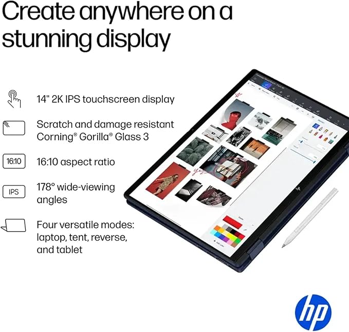 HP Omnibook X Flip 2 in 1 14’’ 2K Touchscreen Laptop, Convertible Laptop 16GB DDR5 RAM 1TB SSD, Intel Core Ultra 5 226V, Intel Arc GPU, Thunderbolt 4, Windows 11 Pro, Office 365 with Microsoft Pen
