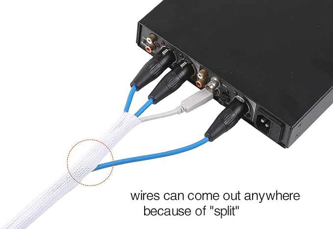 Alex Tech 10ft - 3/4 inch Cord Protector Wire Loom Tubing Cable Sleeve Split Sleeving for USB Cable Power Cord Audio Video Cable - Protect Cat from Chewing Cords - White