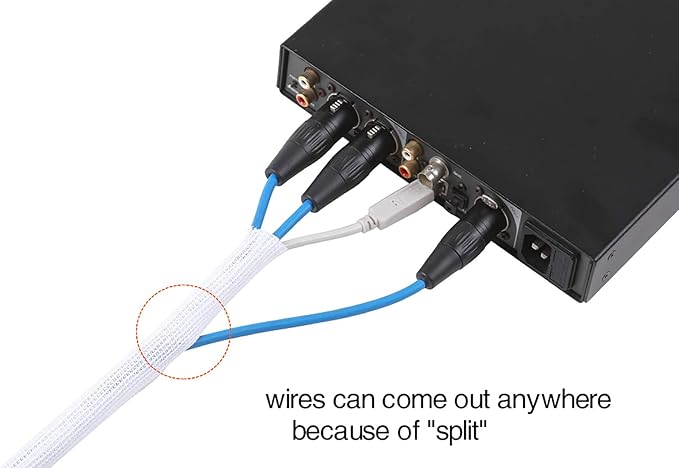 Alex Tech 25ft - 1 inch Cord Protector Wire Loom Tubing Cable Sleeve Split Sleeving for USB Cable Power Cord Audio Video Cable - Protect Cat from Chewing Cords - White