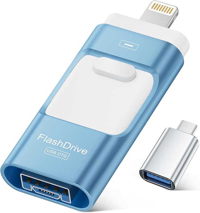 MFi Certified 512GB iPhone Flash Drive, Photo Stick Memory Stick for iPhone iPad, USB Thumb Drive for Photos Videos Transfer & Backup, External Storage Compatible for iPhone/Android/PC/Mac (Blue)