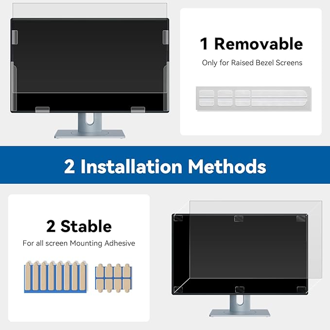[2-Pack] 32 Inch Computer Privacy Screen Filter for 16:9 Widescreen Monitor, IPROKKO Removable 32in Anti Blue Light Glare Privacy Shield, Anti Spy Security Protector for Hp Dell Asus Acer Samsung View