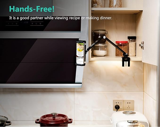 iPad Desk Mount, Tablet Holder, Multi-Angle Adjustable Tablet Stand for 4.7''- 13'' Screen Microsoft Surface Pro Series, iPad Series(Black)