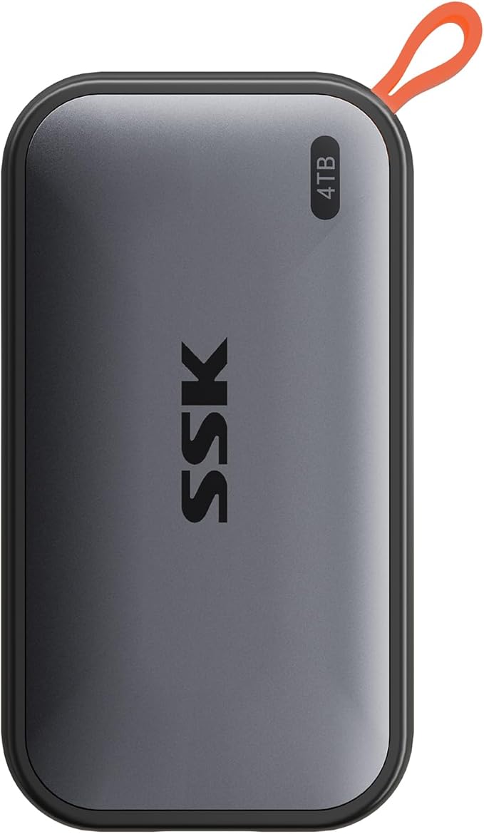SSK 4TB SSD External Hard Drive – Up to 1050MB/s Portable Solid State Drive USB 3.2 Gen2, USB-A & USB-C, 4K ProRes HDR for iPhone 15/16 Pro, Mac, Windows, Android OTG, Tablets