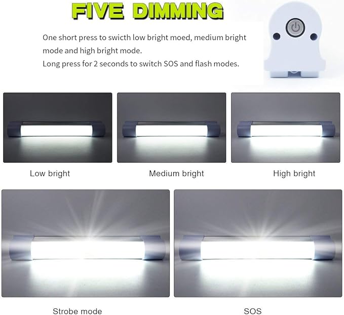 LETOUR Rechargeable Light LED Tube Magnetic Light 4000Lumens 5200mAh 5 Levels Dimming Camping Lantern USB Rechargeable Portable Lights with 2 Magnets Endurance for 60 Hours