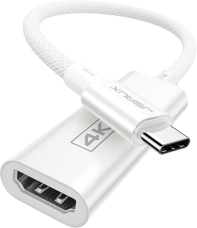 JSAUX USB C to HDMI Adapter, 4K USB Type-C to HDMI Female Adapter [for Thunderbolt 3] Compatible with iPhone 15 Pro, MacBook Pro/Air, Surface, Galaxy S21 S20 Ultra S10 S9 S8, Dell XPS 15-White