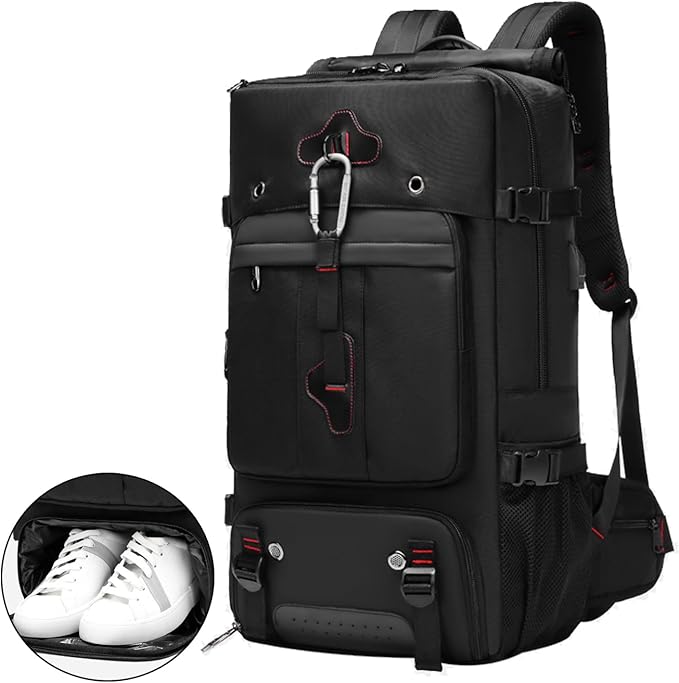 Backpack for Traveling On Airplane,Expandable Carry On Laptop Backpack for Men and Women,Outdoor Travel Bag,Black