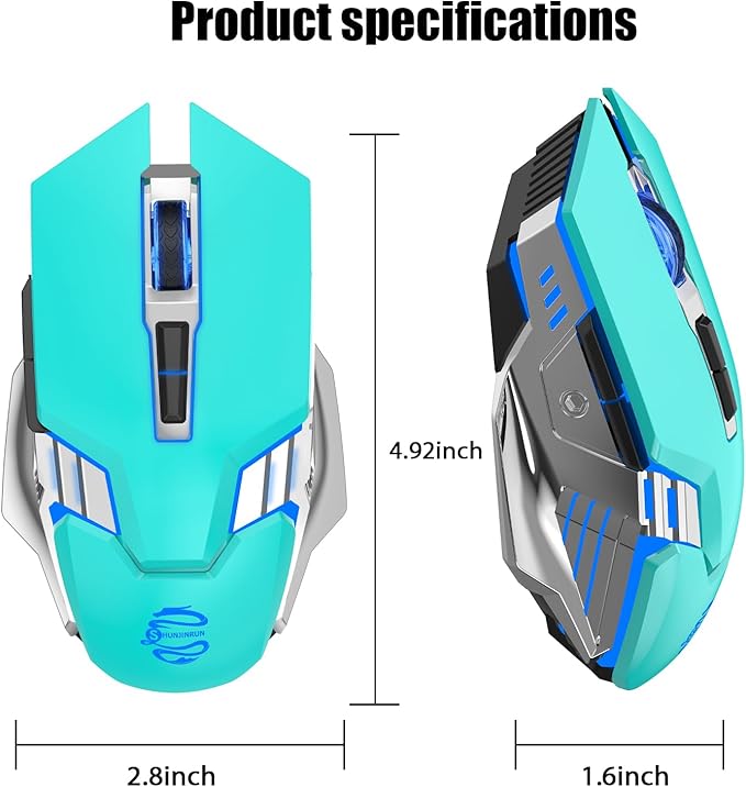 Green Wireless Mouse Gaming Mice Bluetooth with 3-Modes(BT5.0+BT3.0+2.4GHz), RGB Backlit, Silent Click, Light Up Quiet Computer Mouse for Laptop, PC, Chromebook, MacBook, iPad, Tablet, Games, Office