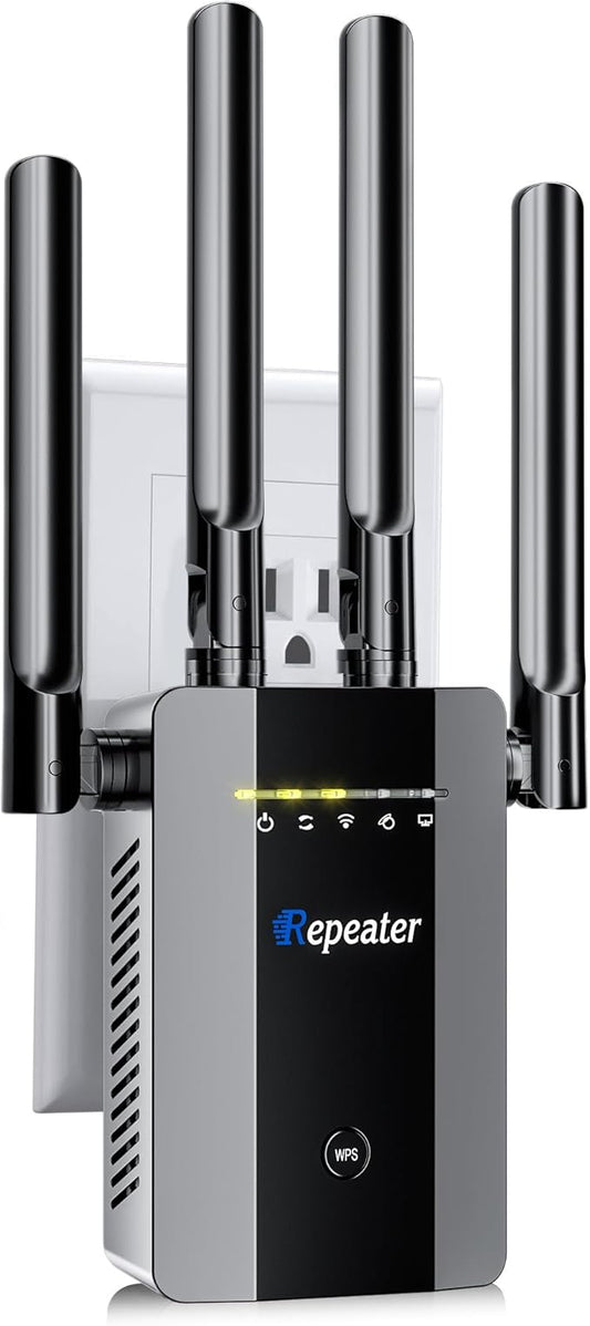 2025 New WiFi Extender Signal Booster, Long Range up to 13355Sq.ft, Wireless Internet Repeater Routers Signal Amplifier for Home, Office, Garage, 8X Faster Access Point with Ethernet Port, 1-Tap Setup