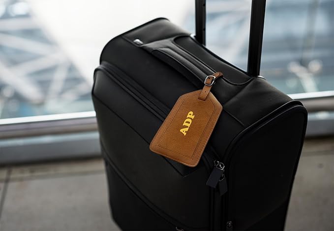 Personalized Monogrammed Antique Saddle Leather RFID Passport Wallet and 2 Luggage Tags