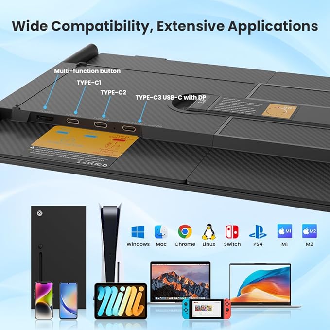 2025 Upgraded 14" Laptop Screen Extender, Ultra-Thin 1080P Laptop Monitor Extender, Ultra-Light Dual Screen Portable Monitor for 13-17.3" Laptops, Compatiable with Windows/Mac/Linux/Chrome/Android/iOS