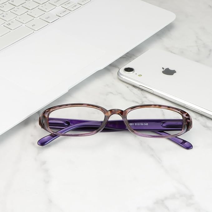 VisionGlobal 1 Pair Reading Glasses with Spring Hinge, Blue Light Blocking Glasses for Women/Men (Purple,+4.50 Magnification)
