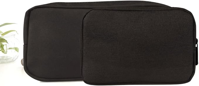 Universal Electronics/Accessories Soft Carrying Case Bag, Durable & Light-weight,Suitable for Out-going, Business, Travel and Cosmetics Kit (Small+Big-Black)
