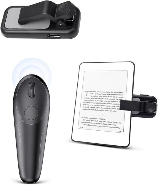 Remote Control Page Turner for Kindle Paperwhite Oasis Scribe Kobo, RF Page Turner Clicker for Kindle Device iPhone iPad Tablets, Novels Ereader Accessories with Wrist Strap Storage Bag