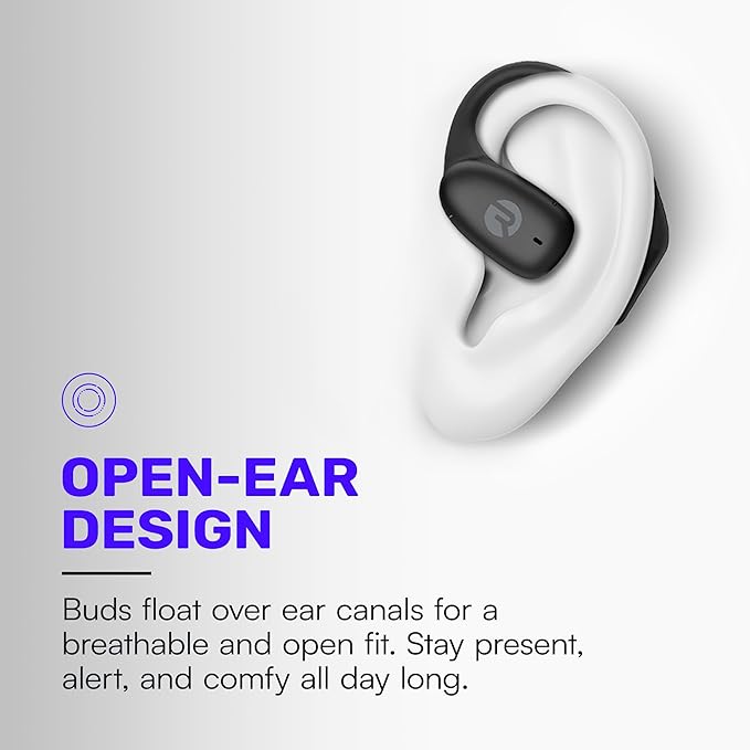 Raycon Essential Open Earbuds – True Wireless Open Ear Bluetooth 6.0 Headphones, Ultra-Lightweight, Comfort Hook Design, IPX4 Water Resistant, 36 Hours of Battery Life (Purple)