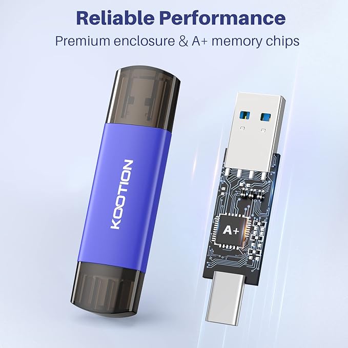 64GB USB C Flash Drive 5-Pack, KOOTION 2-in-1 Type-C Flash Drive USB-A&USB-C 3.0 Dual Drive OTG, Thumb Drive Memory Stick for Android Smartphone/Tablet/PC