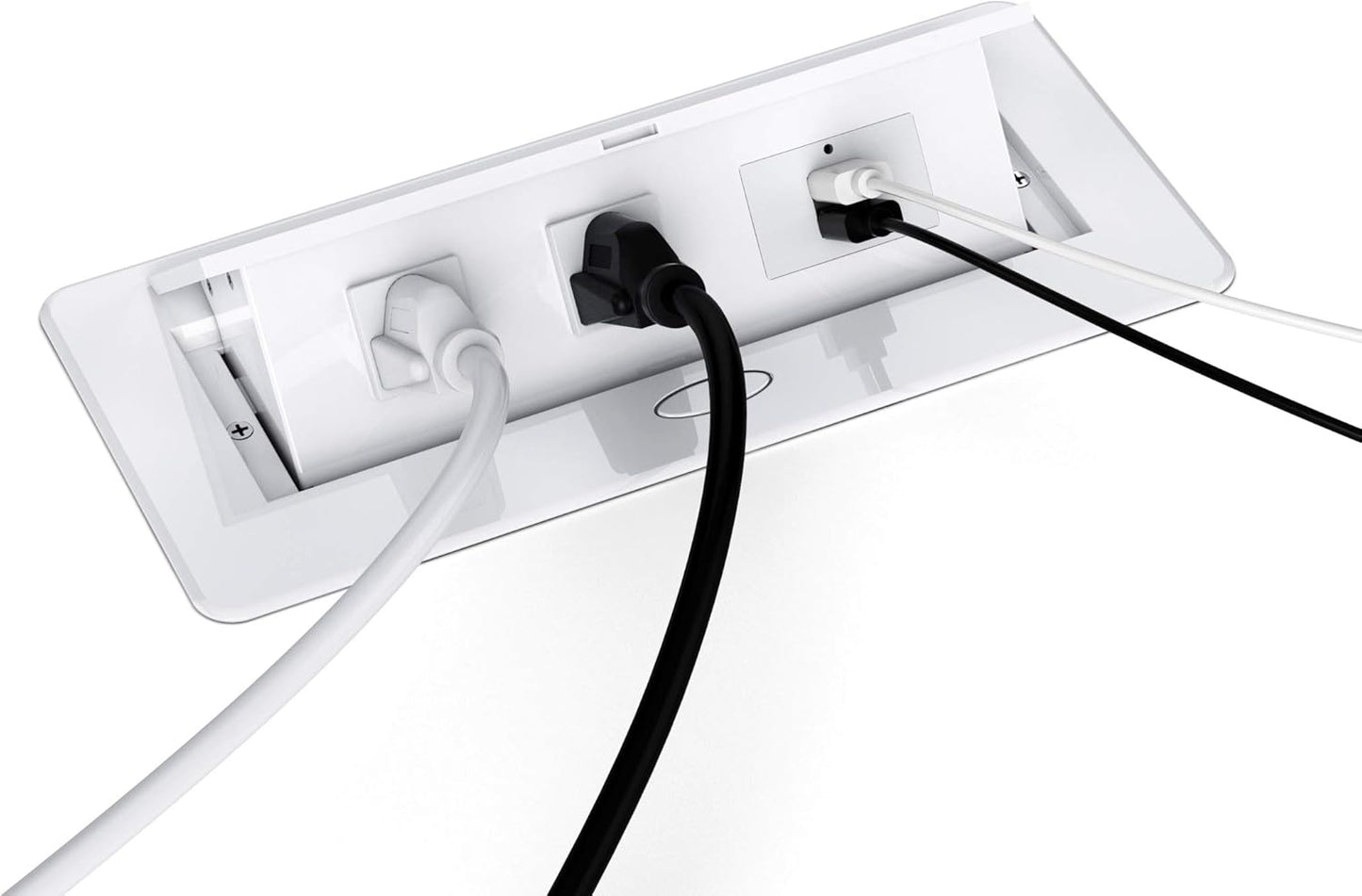 Pop up Power Strip,Recessed Electrical Outlet Power Hub Connectivity Box, Desktop Socket with 2 Outlets & 2 USB Charging Ports for Table Conference Room Countertop, UL Listed