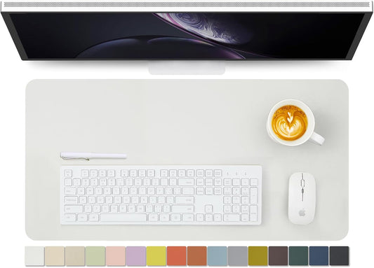 Leather Desk Mat - Non-Slip PU Desk Pad for Office and Home - Desk Organization and Accessories - Ideal for Large Mouse Pad and Desk Mats on Top of Desks (White,27.6"x 13.8")
