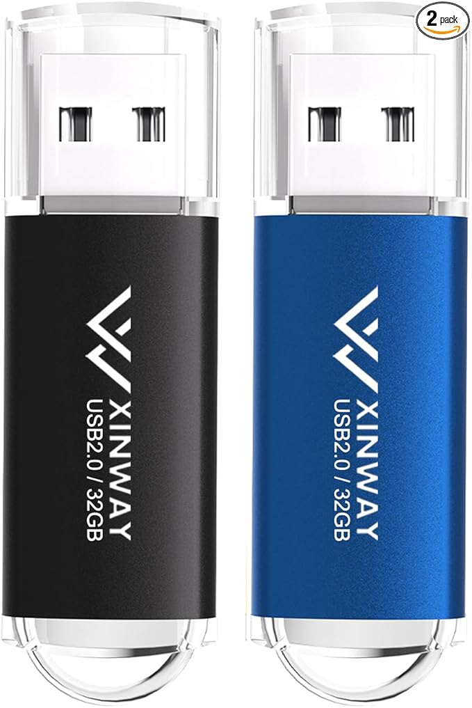 32GB USB 2.0 Flash Drives Thumb Drives Memory Stick Jump Drive Zip Drive, 2 Pack Mixed Colors: Black Blue
