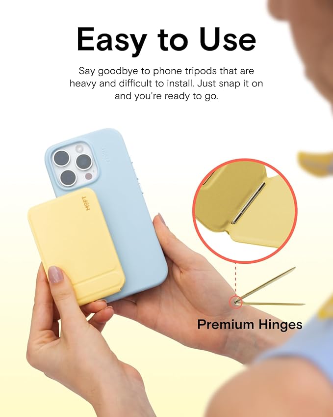 MOFT Phone Tripod Stand Selfie Stick for iPhone, Multi-Angles iPhone Stand, Lightweight & Portable Phone Holder, Strong Magnets, MOVAS Vegan Leather, Travel Essentials, Sunset (Without Card Slot)