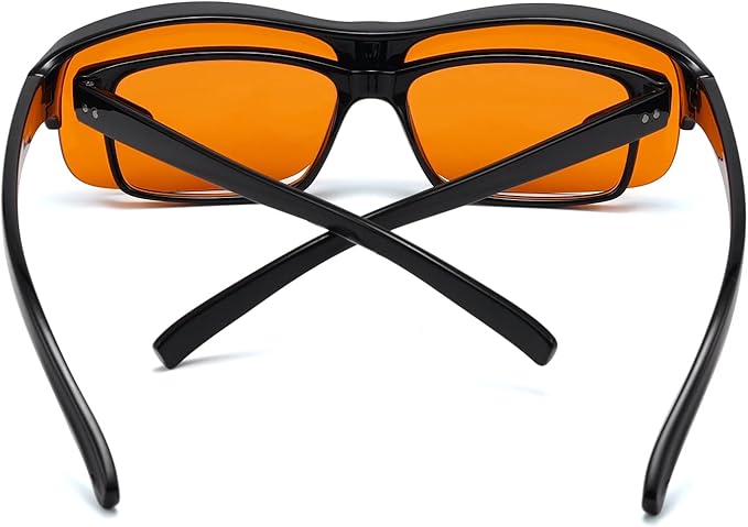 Eyekepper 100% Anti-Blue Light Blocking Fitover Glasses Wear Over Computer Glasses With Amber Lens