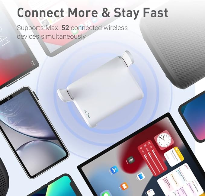 GL.iNet GL-SFT1200 (Opal) Portable WiFi Travel Router, Mini VPN Wireless Router for Fiber Optic Modem, Mobile Internet WiFi Repeater, Dual Band Openwrt Computer Routers, Home/Business/RV/Cruise